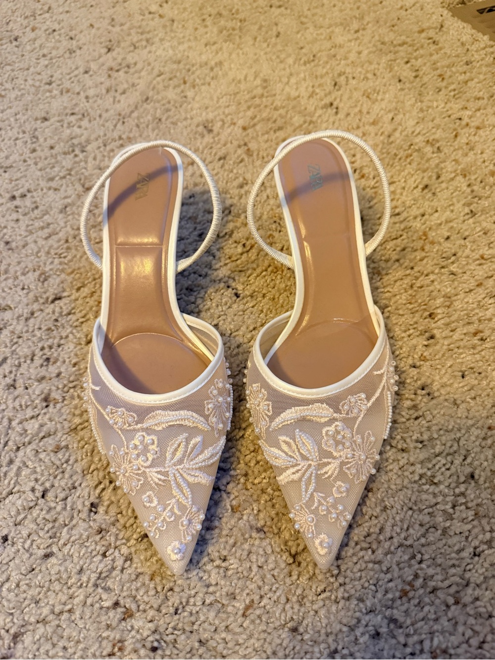 Zara Embroidered Mesh Slingbacks - Picture 3 of 4